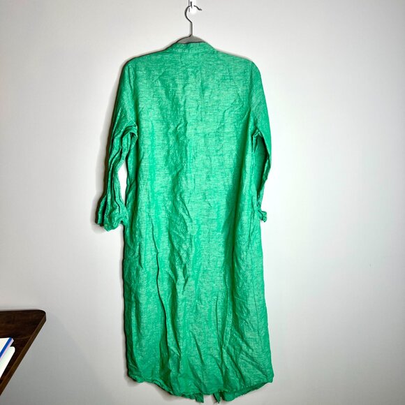 Tuckernuck Lydell Sea Green Linen Maxi Shirt Dress Beach Vacation Boho Sz M - Picture 5 of 5